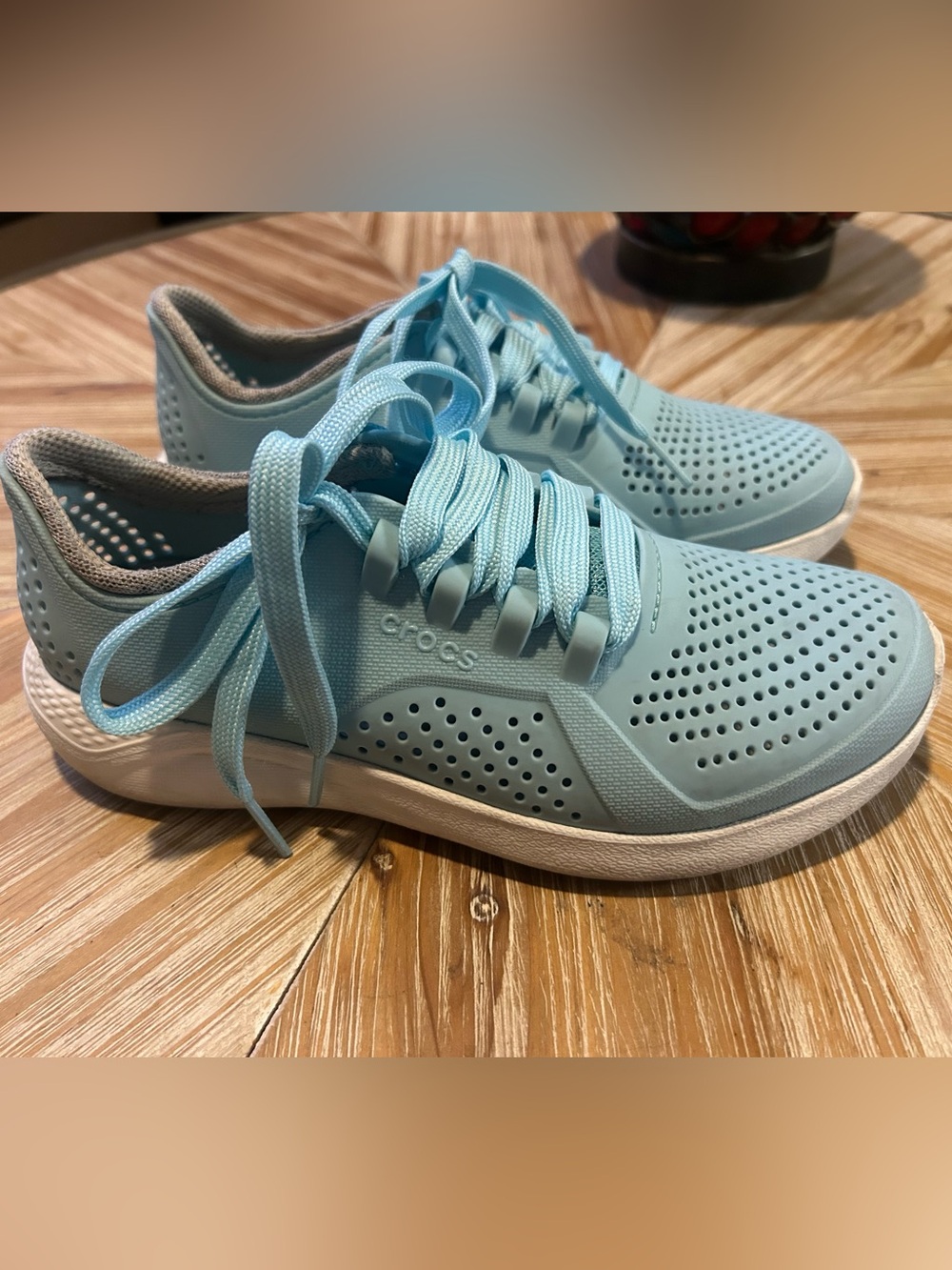 CROCS Women’s LiteRide Lace-Up Sneakers in Sky Blue